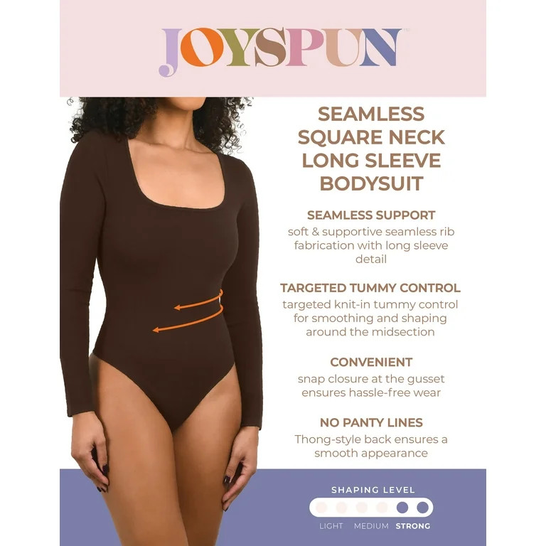 Joyspun Women's Seamless Shaping Bodysuit with Long Sleeves, 2- Pack, Sizes XS-XXXL - Walmart.com | Walmart (US)