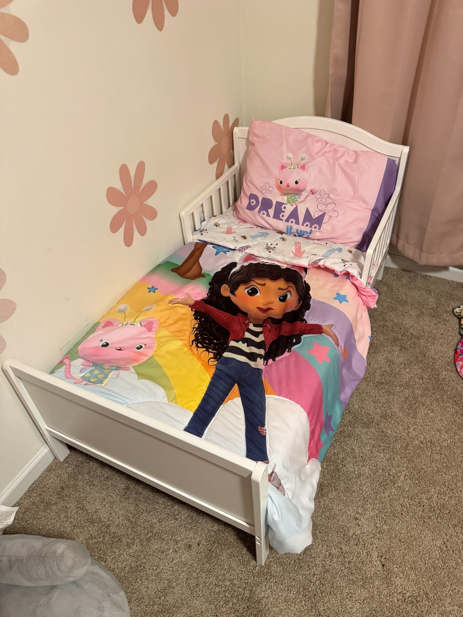 Toddler bed and bedding 🩷 

Toddler furniture | little girl room | crib mattress | bedroom upgrade for kids | sharing a room | wall decals | wall decor | nursery curtains | 

#LTKKids #LTKBaby #LTKHome