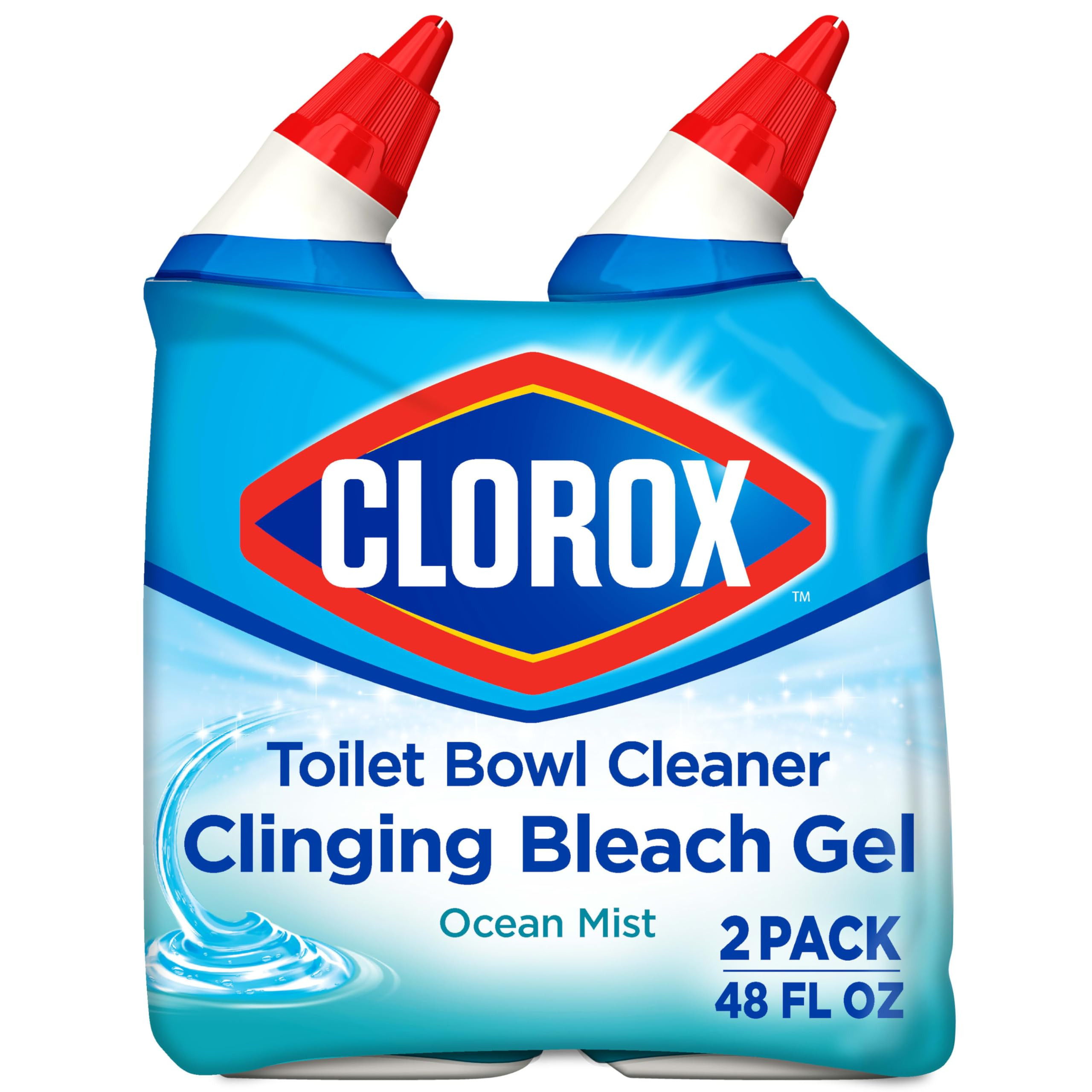 Clorox Toilet Bowl Cleaner, Clinging Bleach Gel, Ocean Mist - 24 Ounces, Pack of 2 | Amazon (US)