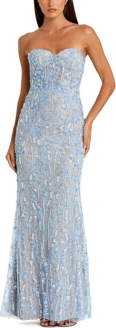 Embellished Applique Strapless Bustier Gown | Nordstrom