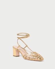 Livvy Gold Leather Heeled Sandal | Loeffler Randall