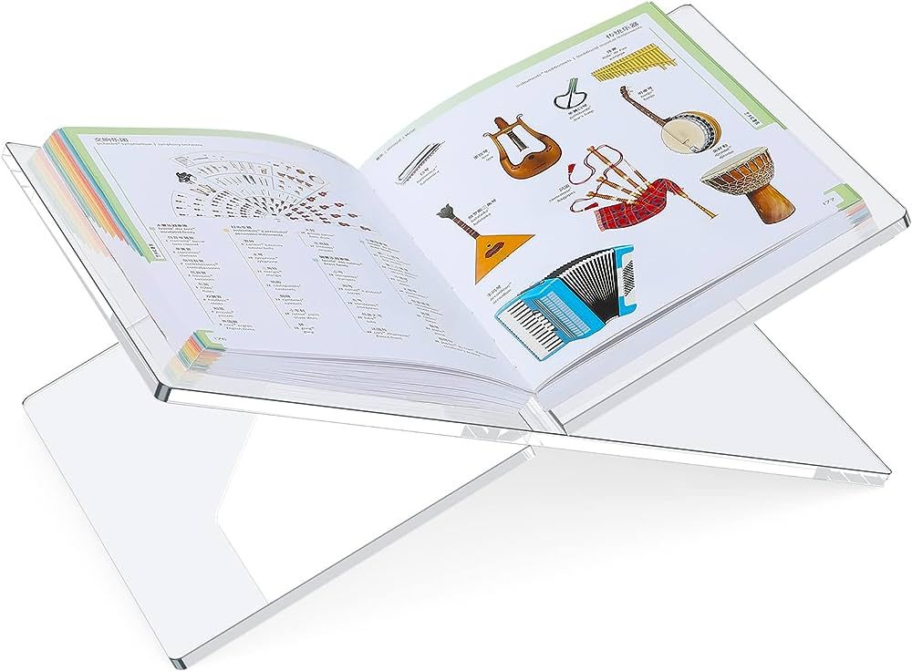 Acrylic Book Stand, Clear Book Holder for Display, Sturdy Open Book Stand for Desk, Kitchen Count... | Amazon (US)