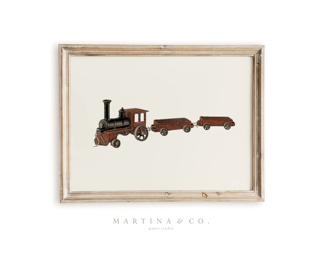 Toy Train | Vintage Painting | Digital PRINTABLE Wall Art | Etsy (US)