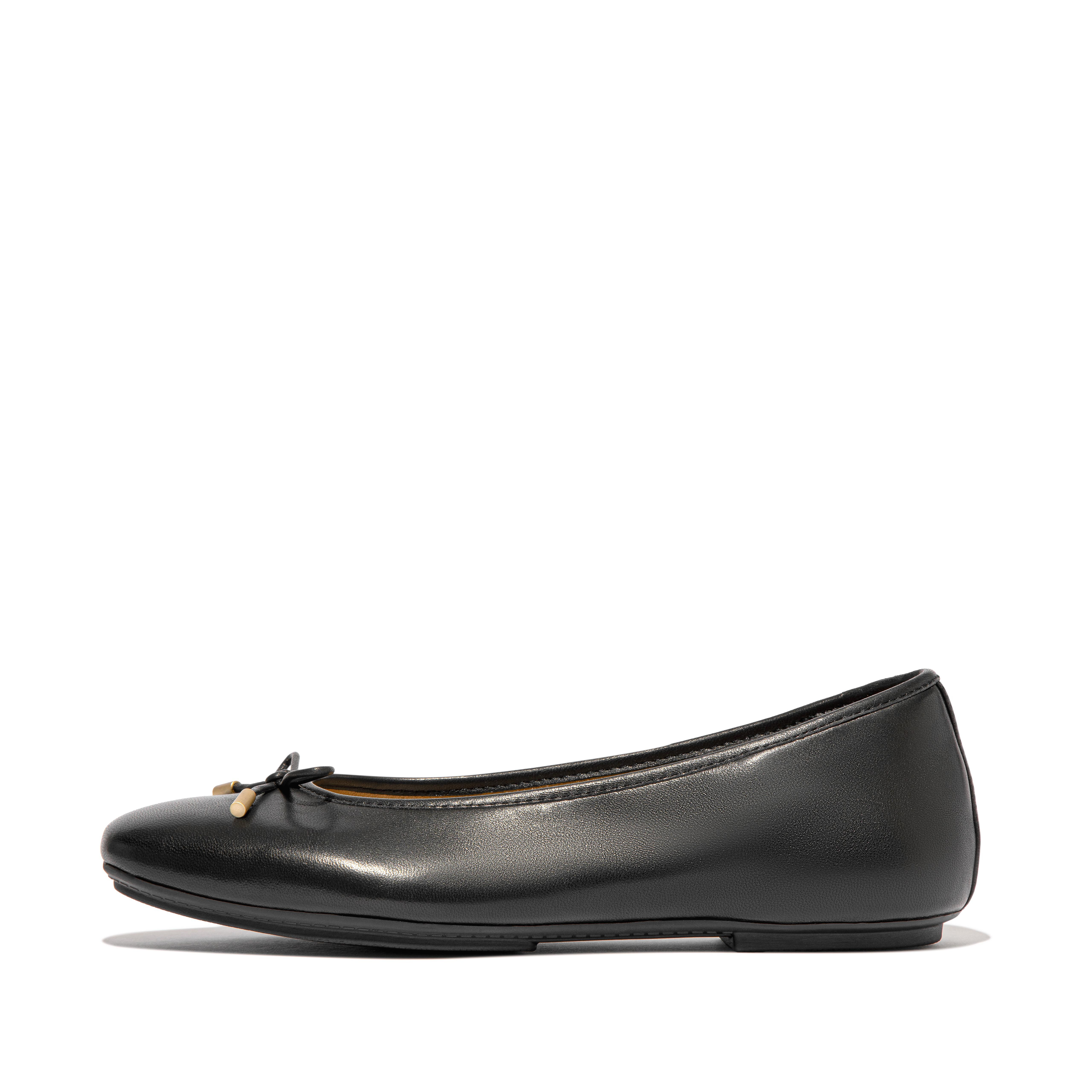 Women's Delicato Bow Leather Ballerinas | Fitflop UK | FitFlop (UK)