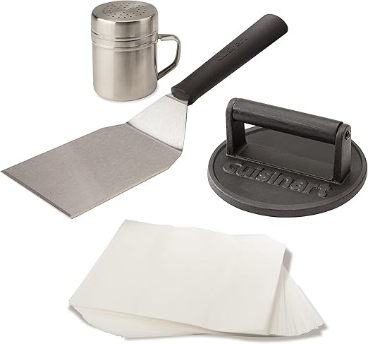 Cuisinart Smash Burger Kit, Cast Iron Press, Spatula, Seasoning Shaker and Patty Papers for Perfe... | Amazon (US)