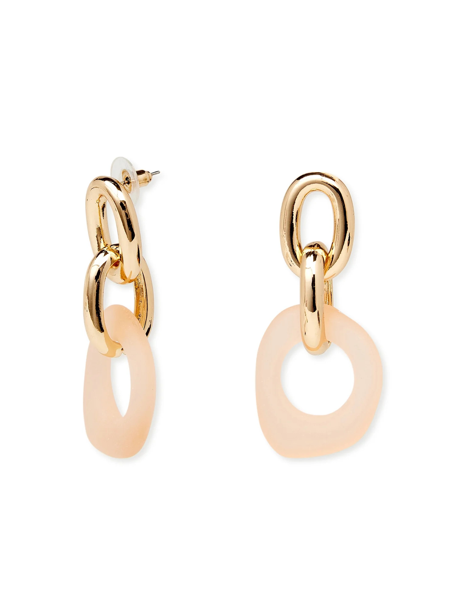 Time And Tru Women’s Pink Acrylic Link Earrings - Walmart.com | Walmart (US)