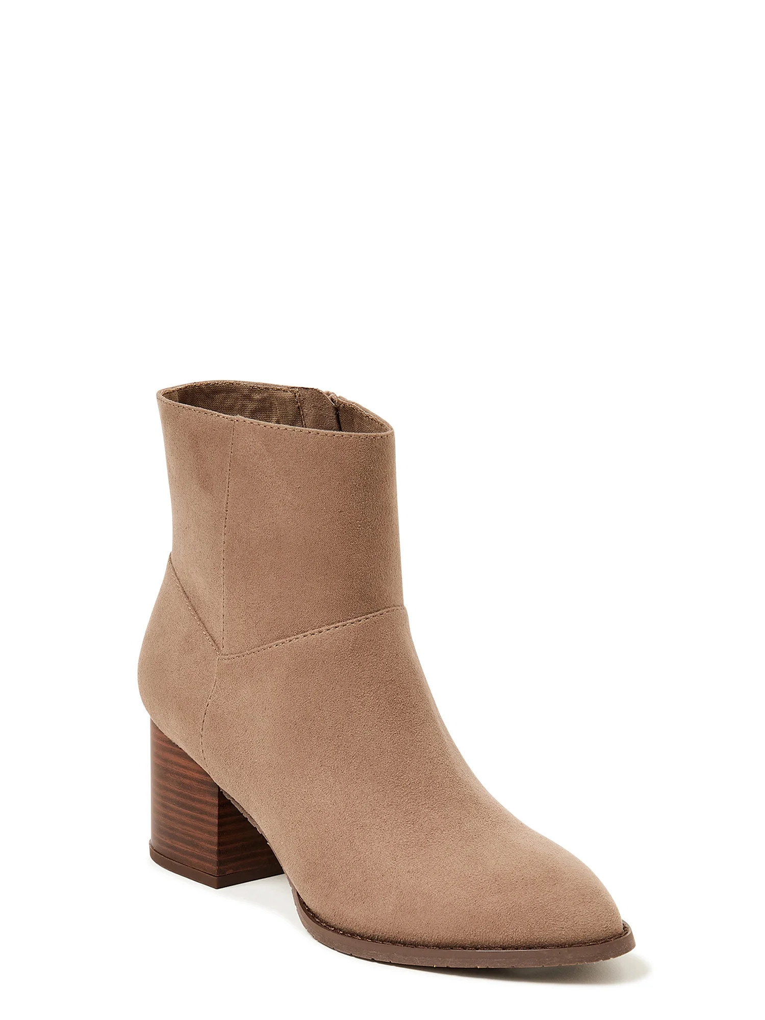 Melrose Ave Women’s Faux Leather Block Heel Side-Zip Pointed Toe Booties - Walmart.com | Walmart (US)