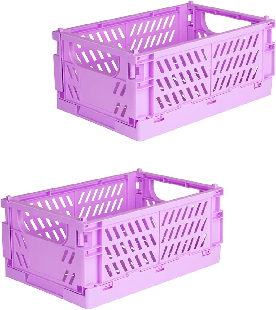 Tixill 2-Pack Mini Foldable Plastic Baskets for Organizing and Storage, Collapsible Storage Crate... | Amazon (US)