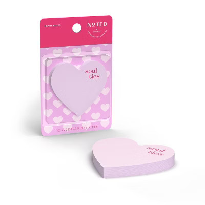 Noted by Post-it 3"x3" With Love Heart Notes Light Pink Valentine's Day | Target