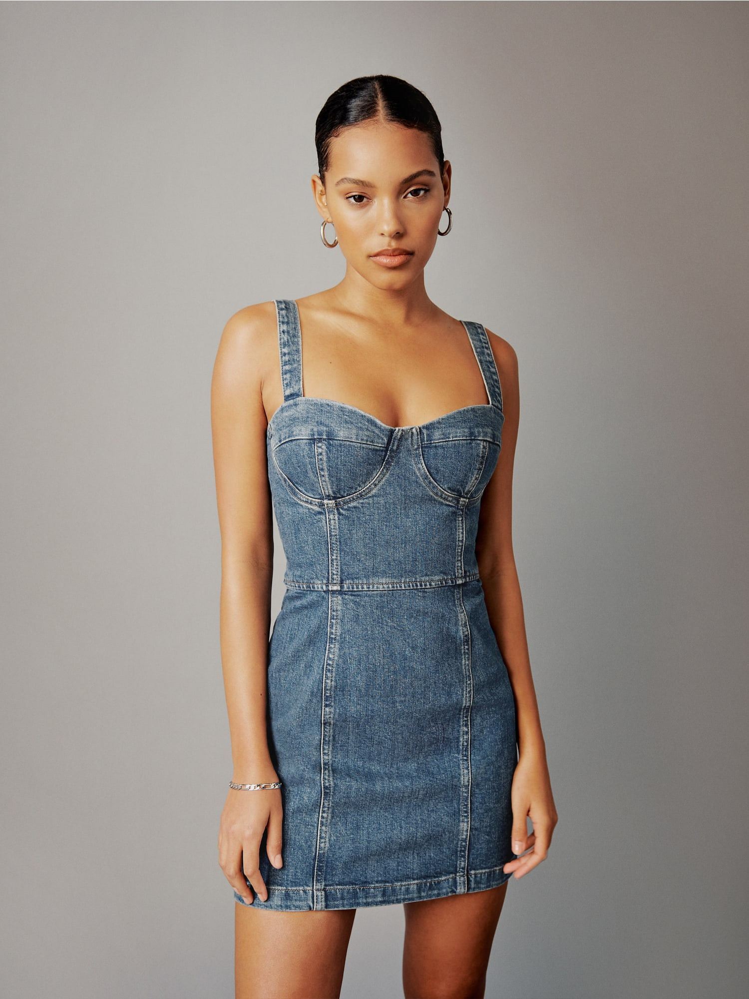 Nikki Bustier Denim Mini Dress | Reformation (Global)