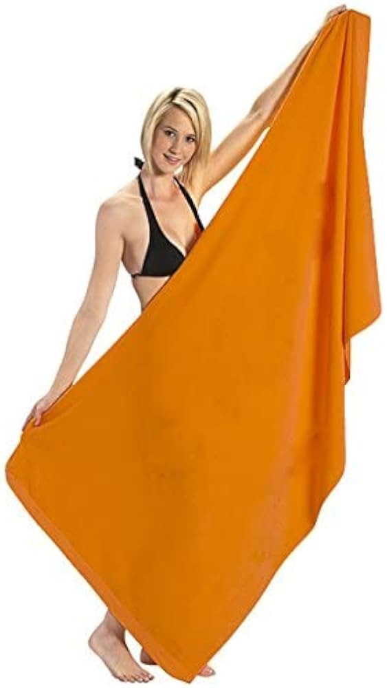 Heavy Weight Jumbo Size Dobby Hem Velour Beach Towel (Orange) | Amazon (US)