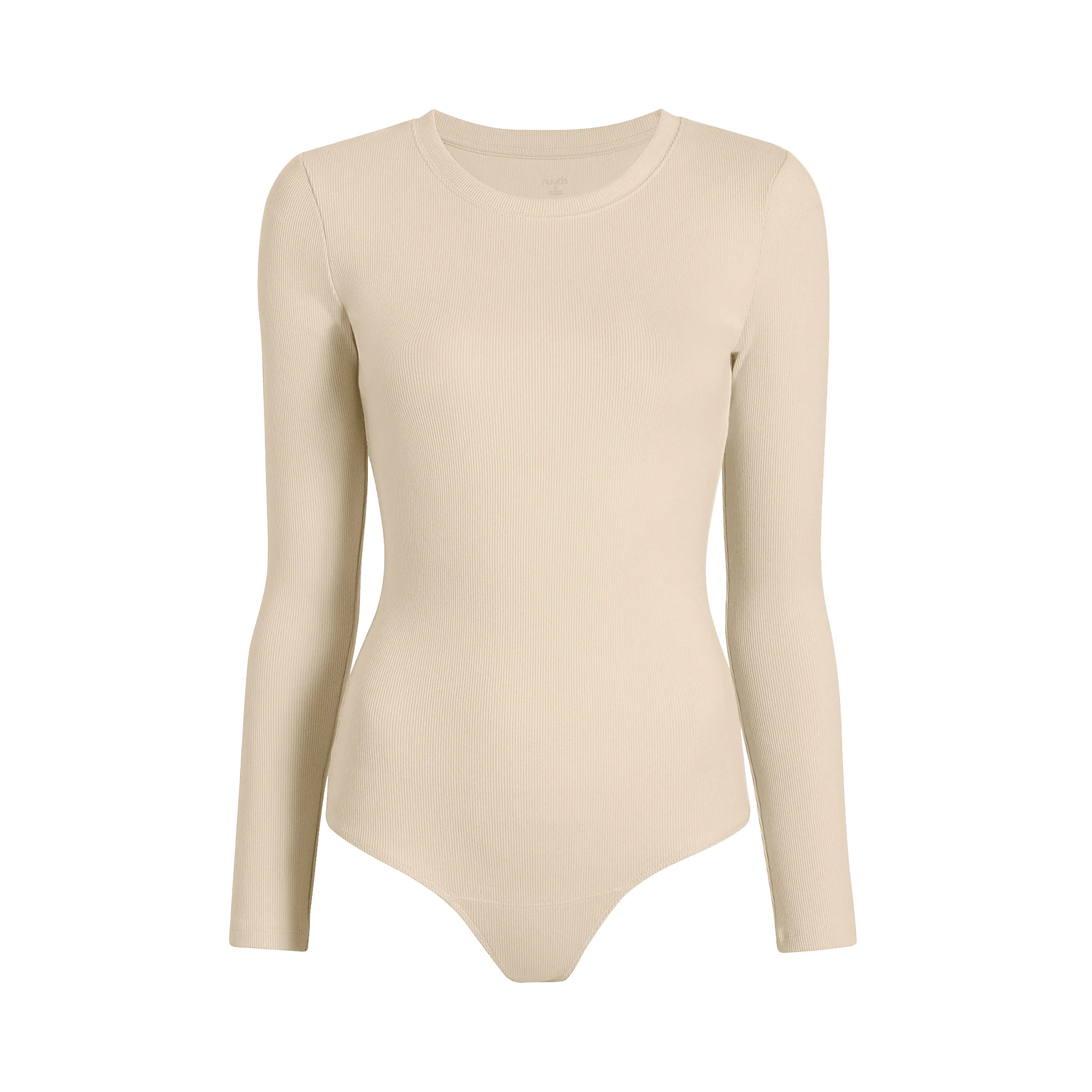 Long Sleeve Ribbed Crewneck Bodysuit | nuuds