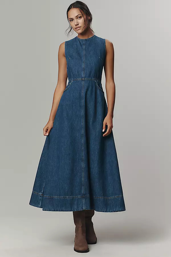 ALIGNE Waterlilly Denim A-Line Maxi Dress | Anthropologie (US)