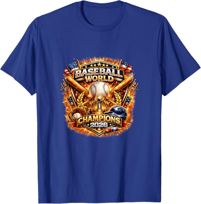 Baseball World Champions 2026 Vintage Style Graphic T-Shirt | Amazon (US)