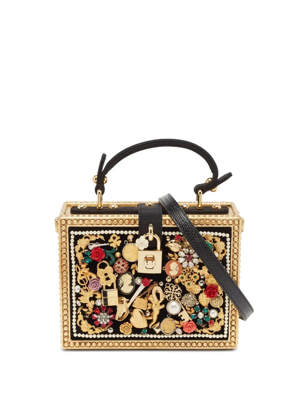 Dolce & Gabbana Pre-Owned embellished box two-way tote bag - Gold | Farfetch Global