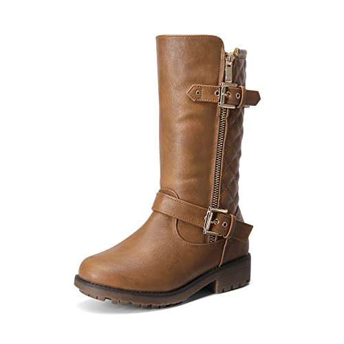 DREAM PAIRS Girls Little Kid Knice Tan Knee High Winter Motorcycle Riding Boots Size 2 M US Little Kid | Amazon (US)