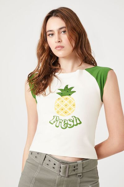 Rhinestone Fresh Pineapple Baby Tee | Forever 21 (US)