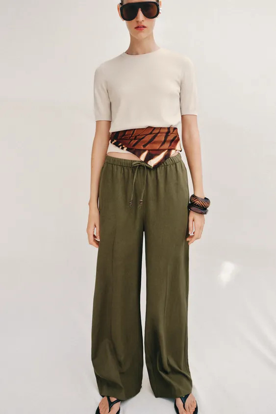 STRAIGHT LINEN BLEND TROUSERS | Zara UK