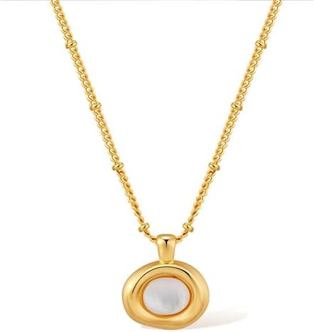 Jean Beau Gold Stone Pendant Necklaces for Women, Chunky Gemstone Dangle Necklace Wedding Prom Fa... | Amazon (US)