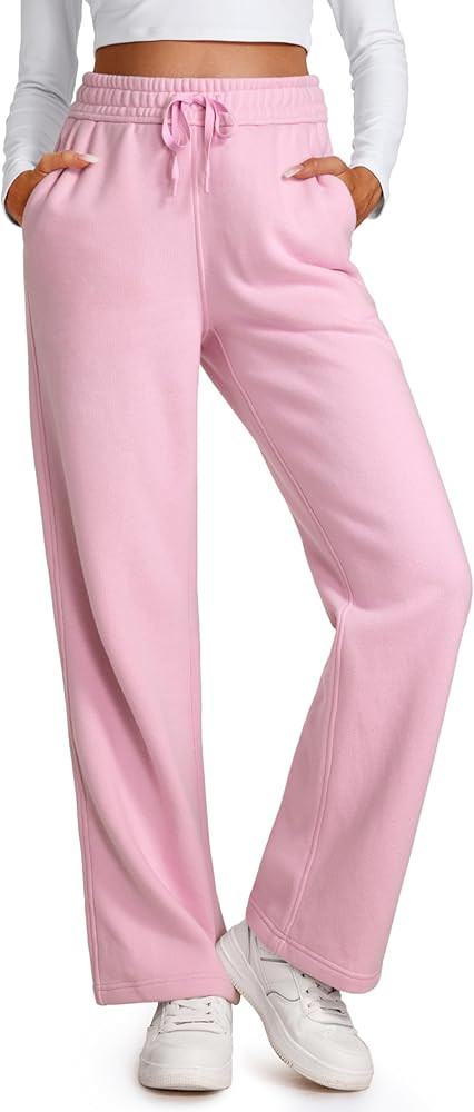 CRZ YOGA Cotton Fleece Lined Sweatpants Women 28"/30" Straight Leg Casual Lounge Sweat Pants for ... | Amazon (US)