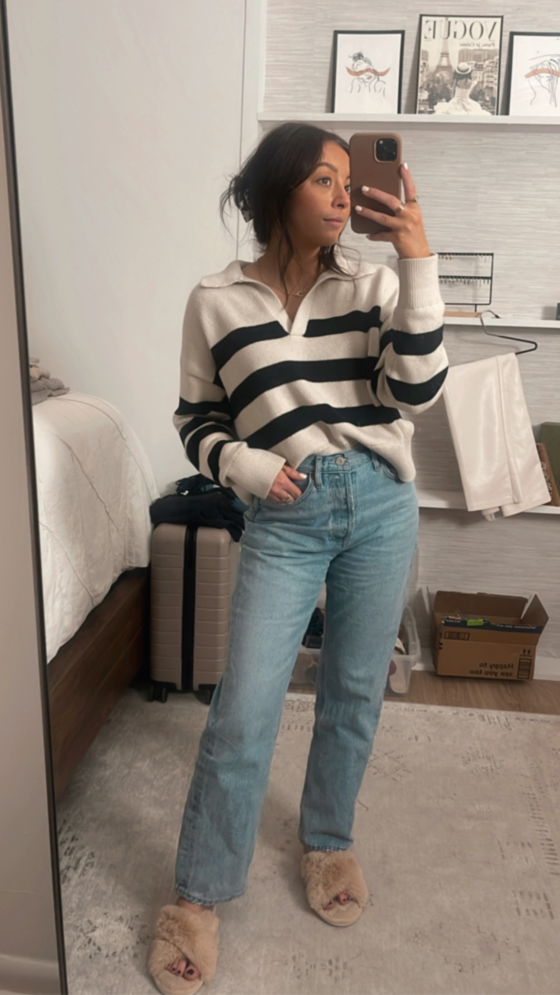 Striped polo sweater - size M
Agolde 90s mid rise relaxed jeans - size 25