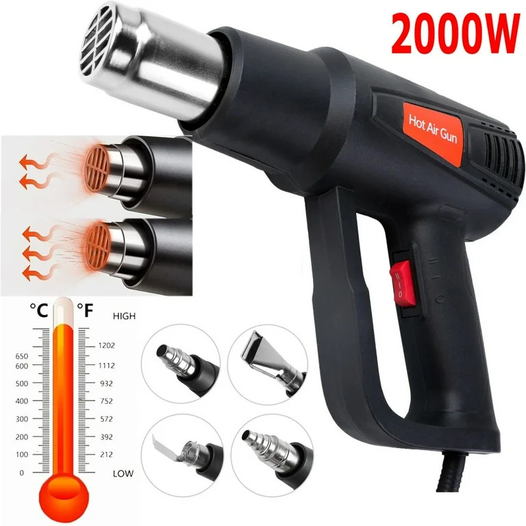 2000W Hot Air Gun Heat Gun Electric Dual Temperature Handheld Heat Shrink with 4 Nozzles for Remo... | Walmart (US)