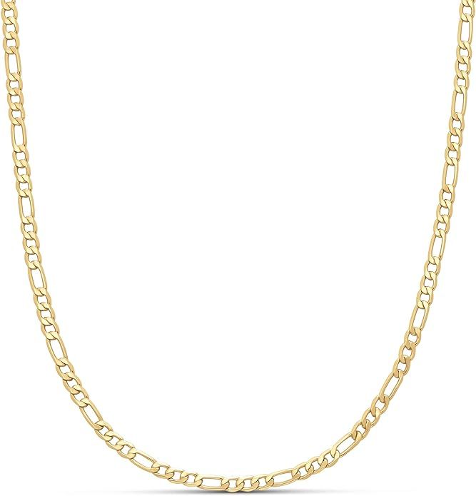 Amazon Essentials 14k Gold or Sterling Silver Plated Figaro Chain 16", 18", 20", or 24" | Amazon (US)