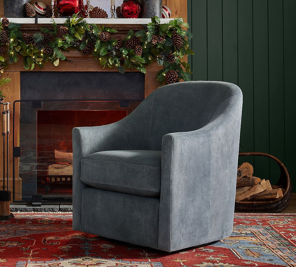 Tillman Leather Swivel Chair | Pottery Barn (US)