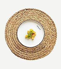 Woven Placemats Round Placemats Set of 6, 13.5 Inch Wicker Placemat Circle Rattan Placemats Farmh... | Amazon (US)