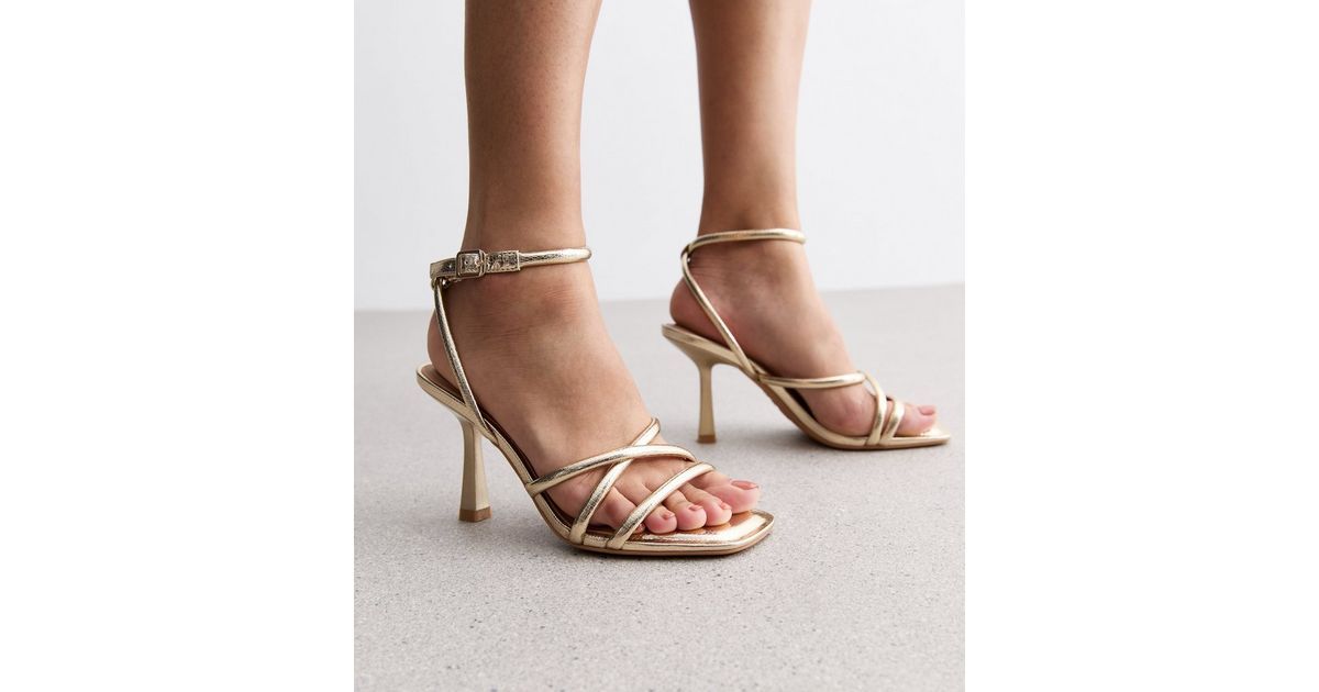 Gold Multi Strap Stiletto Heel Sandals | New Look | New Look (UK)