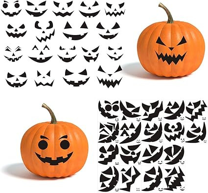 Gustum Pumpkin Decorating Stickers Kits Props Etching pumpkin template 18 sheets Make Your Own Ja... | Amazon (US)