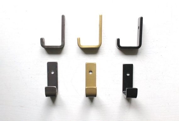 Metal Wall Hook, Available in Steel, Black or Brass, with Matching Hardware | Etsy (US)