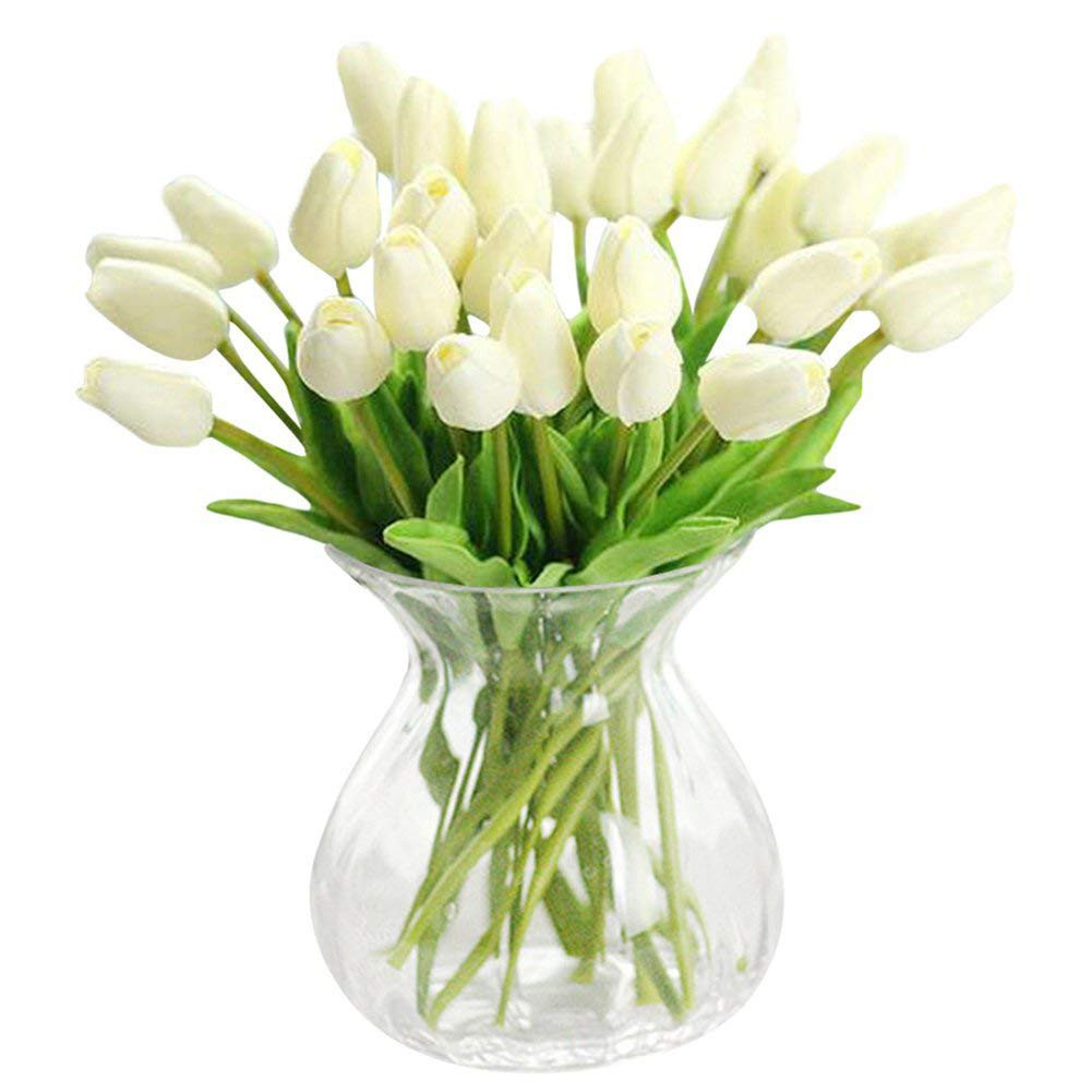 30 pcs Real-Touch Artificial Tulip Flowers Home Wedding Party Decor (Off White) | Amazon (US)