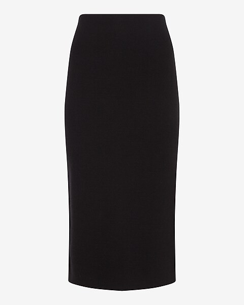 High Waisted Side Slit Midi Sweater Pencil Skirt | Express