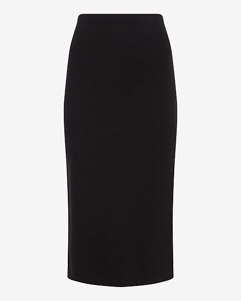 High Waisted Side Slit Midi Sweater Pencil Skirt | Express