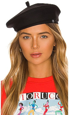 Ruslan Baginskiy Monogram Embroidered Beret in Black from Revolve.com | Revolve Clothing (Global)