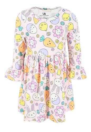 Unique Baby Girls Long Sleeve Spring Easter Dress Outfit for Girls Toddlers and Big Kids (3Y, Easter Garden) | Amazon (US)