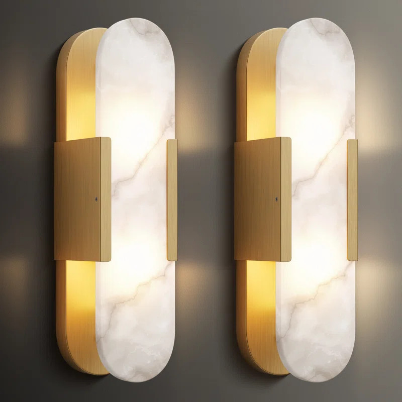 Zaheda Dimmable LED solid brass Wall Mounted Sconce with Alabaster Shade | Wayfair North America