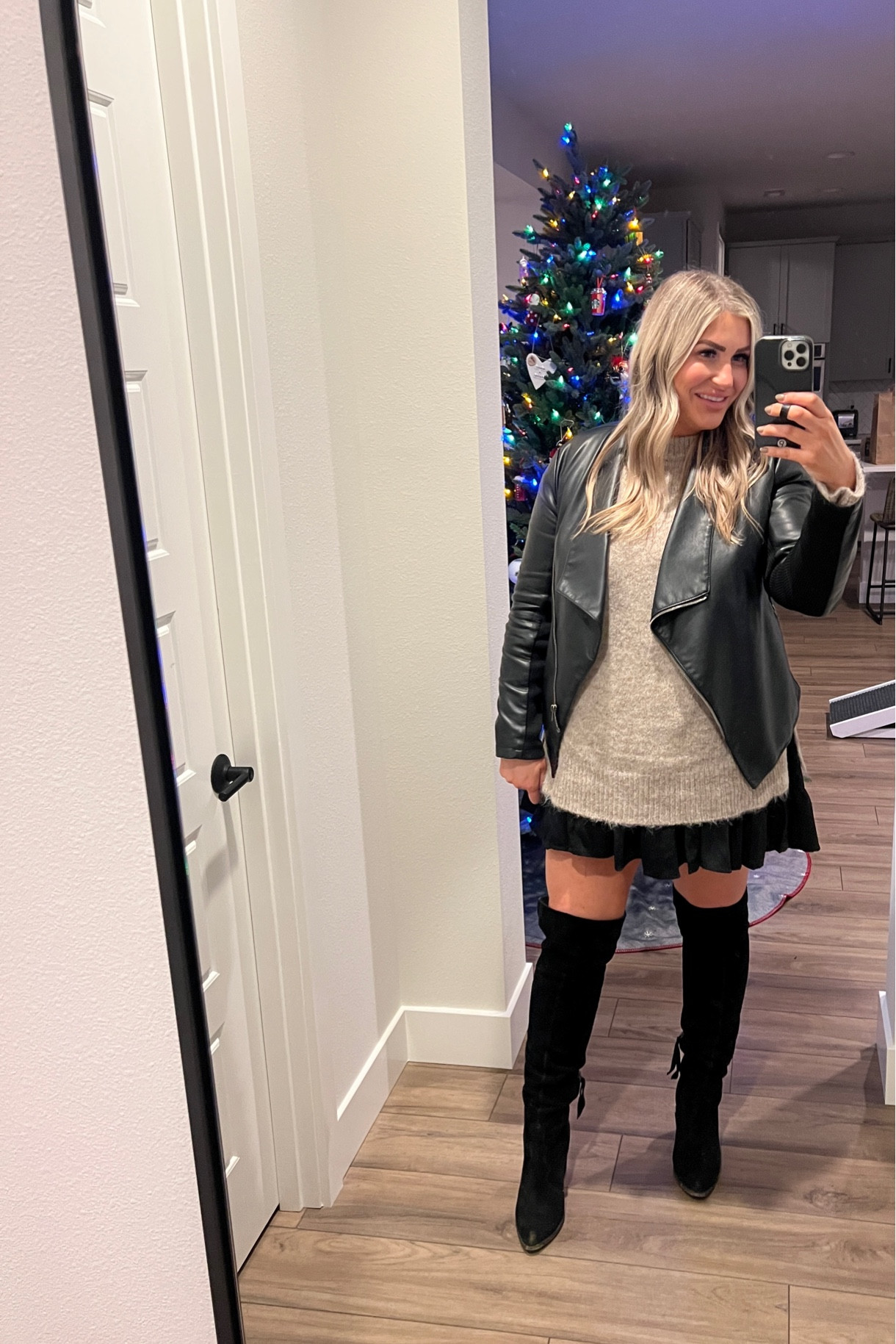 Decided to fancy it up a little for todays family photos! These over the knee boots paired great with a black dress, a tan oversized sweater thrown on top, and a leather jacket! 

#LTKstyletip #LTKfindsunder100 #LTKfamily
