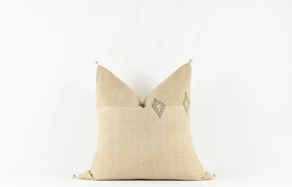 Vuli- Two toned Beige Pillow Cover with Black Motif | Etsy (US)