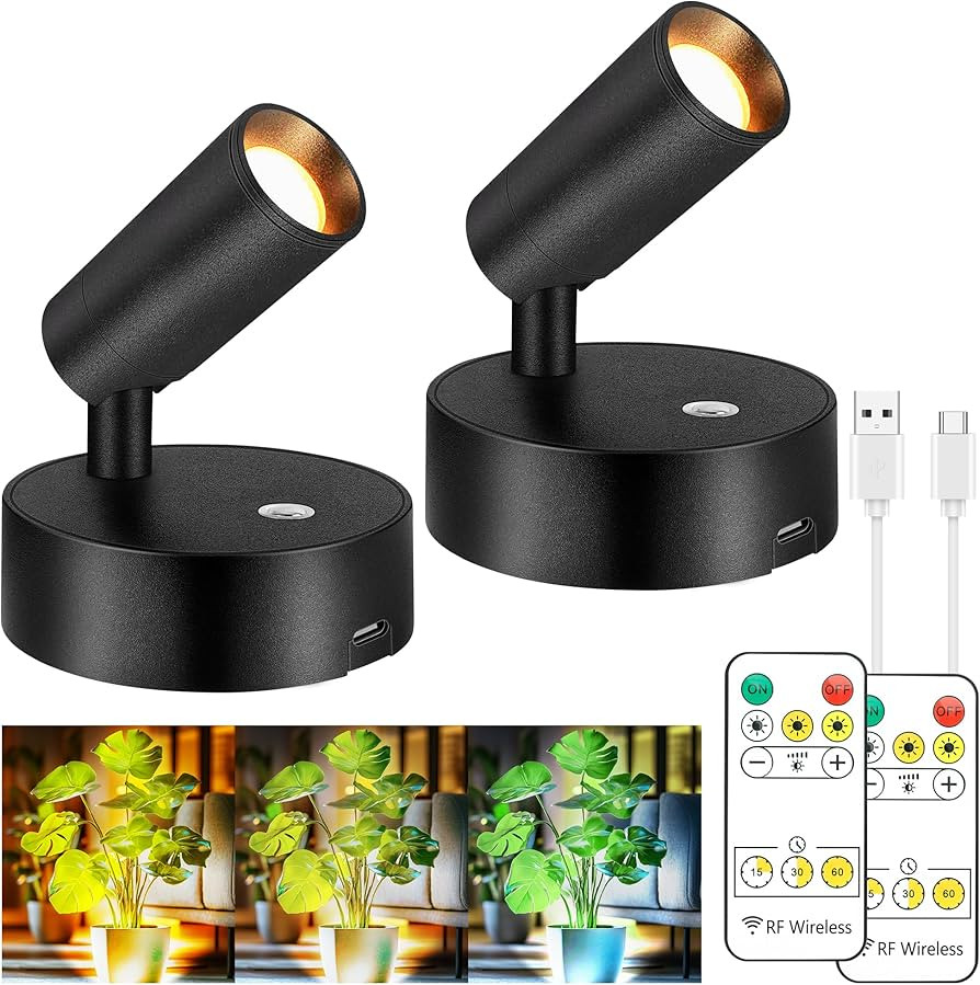 maylit 2 Pack Rechargeable Spotlights Indoor, Battery Operated Tree Lights, Plant Uplighting Pict... | Amazon (US)