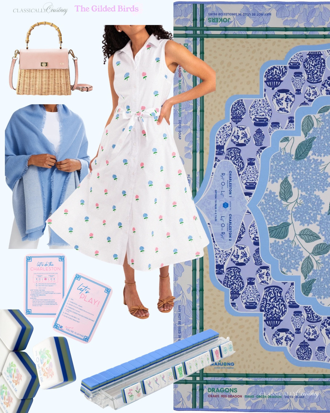 Mahjong mat
Mahjong tiles
Blue & white hydrangea mahjong set

#LTKHome