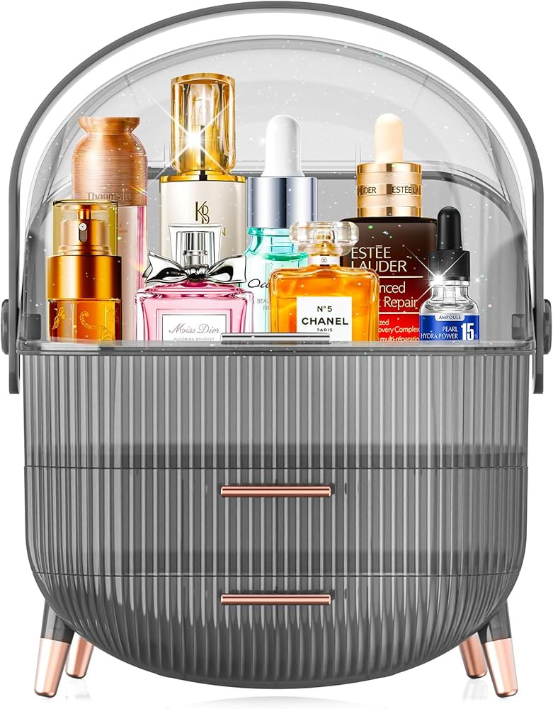 MASSY Egg Shape(Oval) Makeup Storage Box, Countertop Portable Vanity Cosmetics Organizer Preppy S... | Amazon (US)