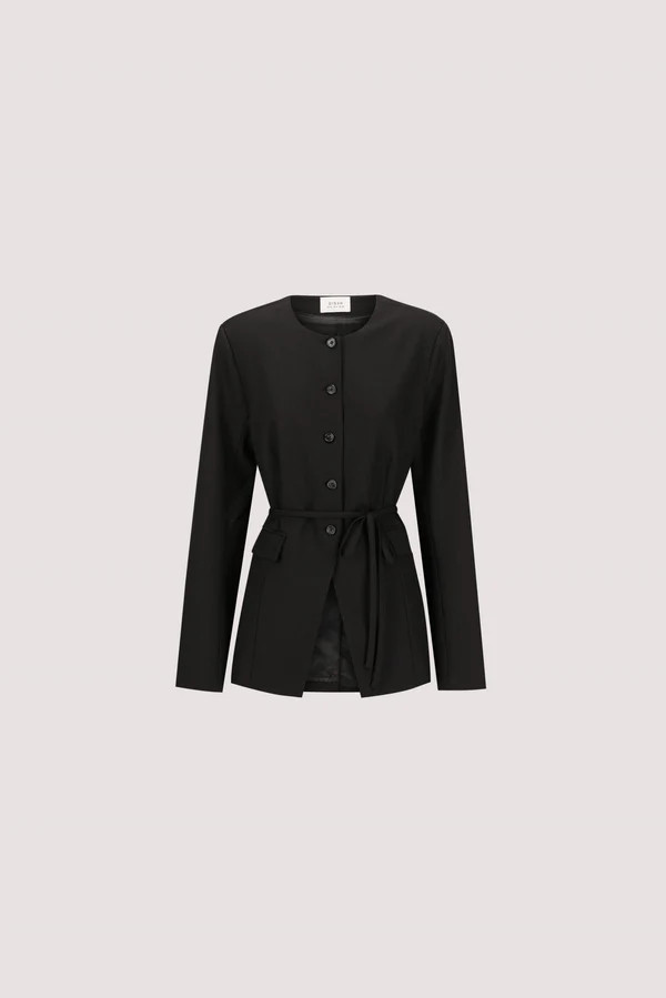 CYRUS BLACK COLLARLESS BLAZER | DISSH
