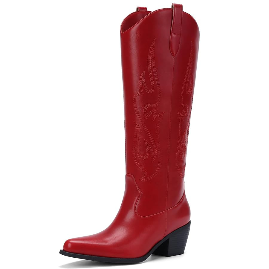 Pasuot Western Cowboy Boots for Women - Knee High Wide Calf Cowgirl Boots with Classic Embroidere... | Amazon (US)