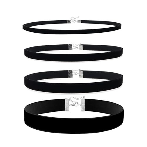 PINCHUAN 4PCS Black Chokers for Women Black Velvet Choker Classic Choker Set | Amazon (US)