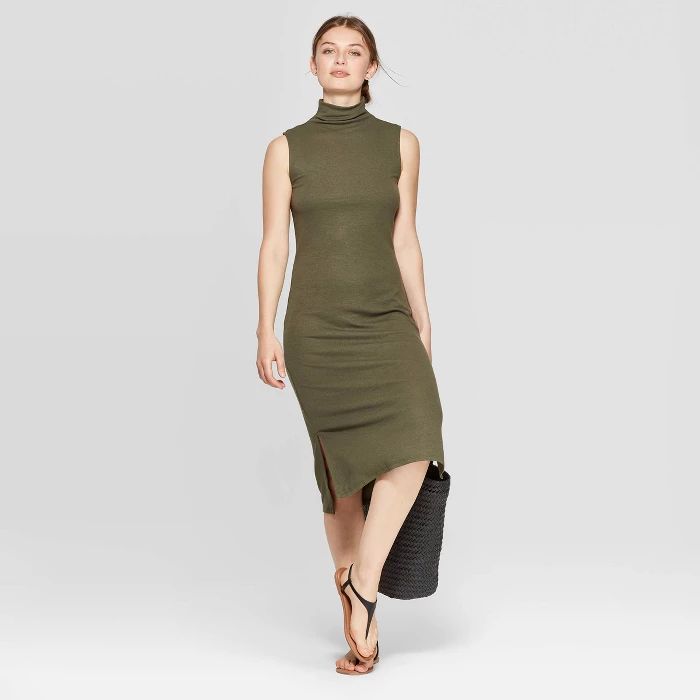 Women's Sleeveless Turtleneck Rib Knit Midi Dress - A New Day™ | Target