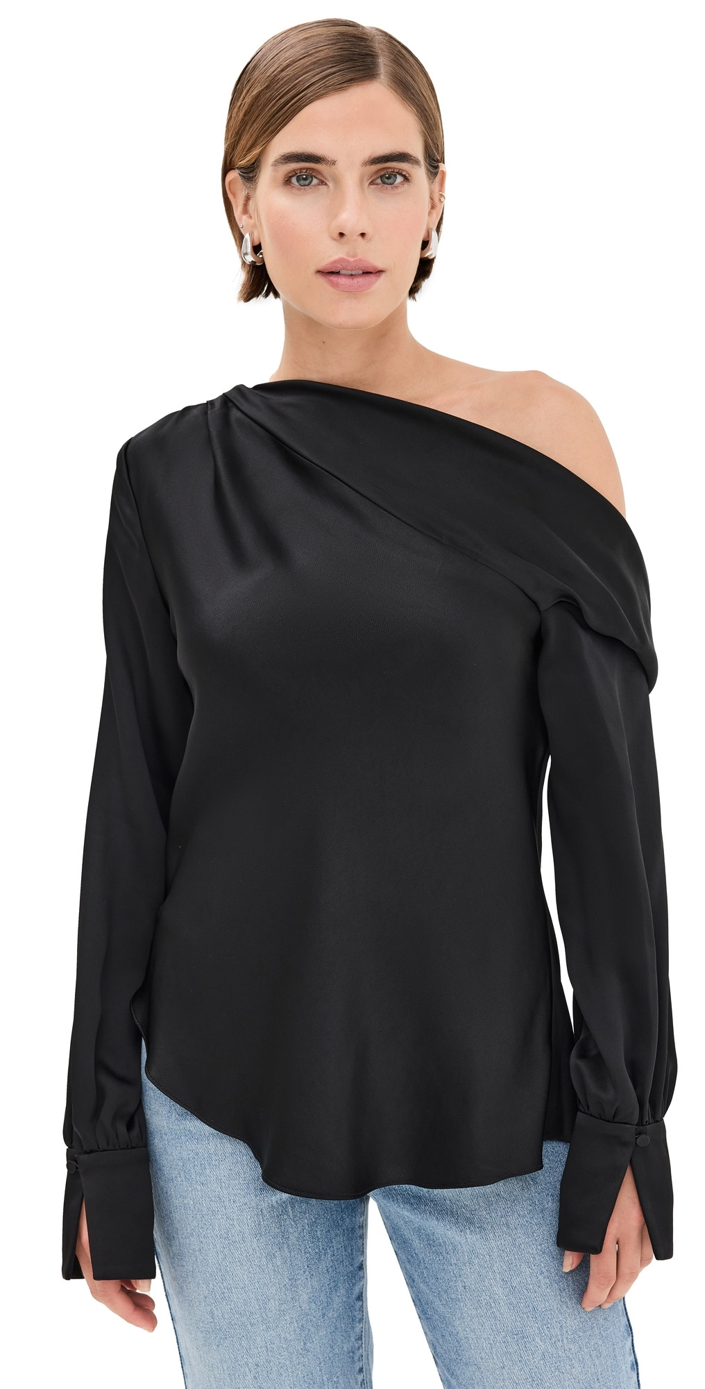 SIMKHAI Alice One Shoulder Top Black S | Shopbop