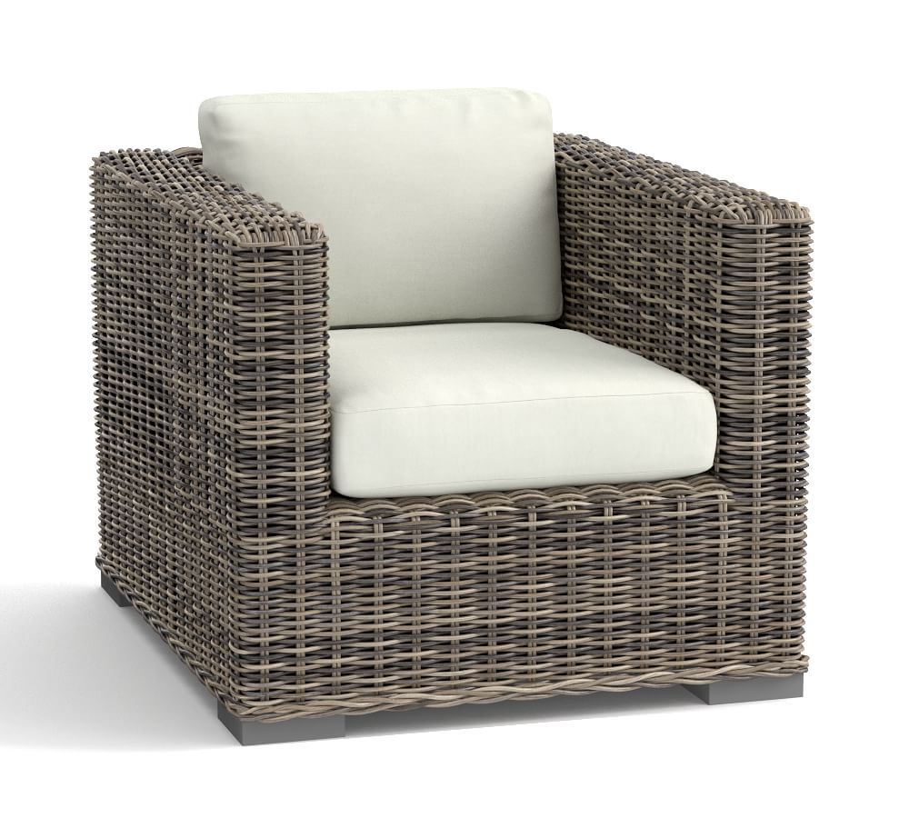 Huntington All-Weather Wicker Square Arm Lounge Chair | Pottery Barn (US)