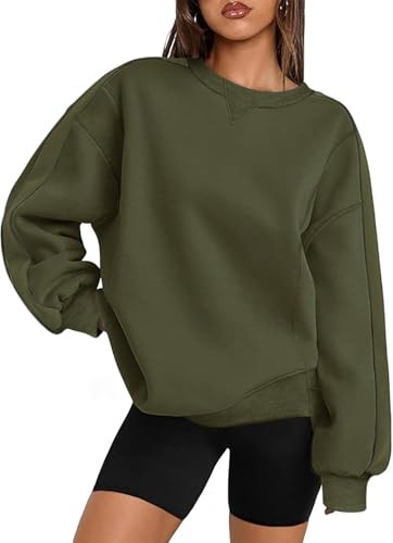 Zeagoo Green Sweatshirt Women Hoodies Oversized Sweatshirts Pullover Fleece Sweaters Long Sleeve With Pockets Winter Fall Outfits Y2k Clothes Army Green Medium | Amazon (US)